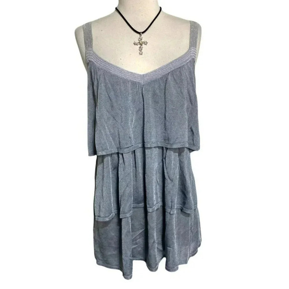 IISLI Rio Samba Cami L metallic silver tiered top New - Picture 2 of 7